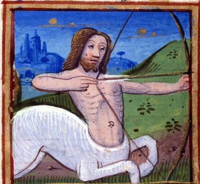 Jousimiehen merkki. Italialainen horoskooppi, 1400-luvun puoliväli. tekijältä Italian School