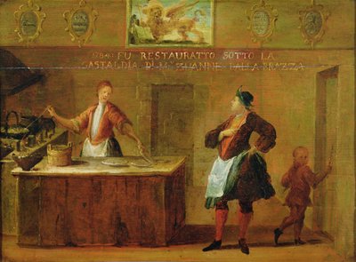 Venetsialaisen leivonnaiskillan kyltti (paneeli) tekijältä Italian School
