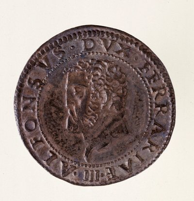 Hopeakolikko (testikivi) Ferrarasta (Ferrara): herttua Alfonso II d