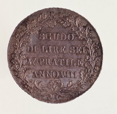 Hopeaecua Milanosta. 16.06.1800. Halkaisija 3,9 cm Napoli, arkeologinen museo tekijältä Italian School