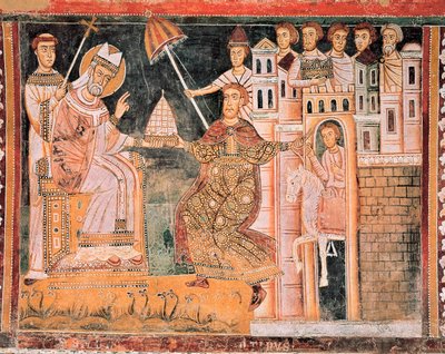 St Sylvester vastaanottamassa tiaraa, yksityiskohta tekijältä Italian School