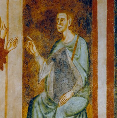 Antiokian kuvernööri Olibrius, yksityiskohta Pyhän Margaretan tuomion jaksosta, Antiokian Pyhälle Margaretalle omistetusta freskojaksosta tekijältä Italian School
