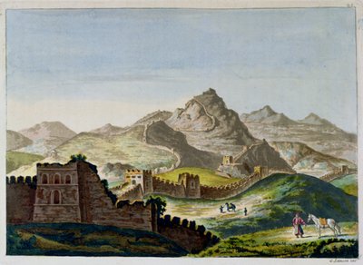 Kiinan muuri Jules Ferrarion teoksesta Le Costume Ancien et Moderne, kaiverrus Gaetano Zancon (1771-1816) n. 1820 tekijältä Italian School