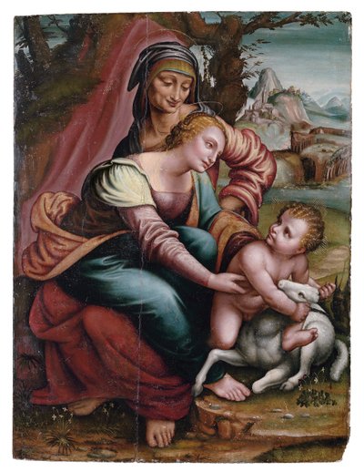 Madonna ja lapsi Pyhän Annan kanssa, Pohjois-Italia tekijältä Italian School
