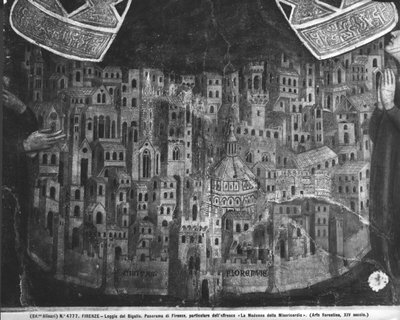 Madonna della Misericordia, yksityiskohta Firenzen kaupungista tekijältä Italian School