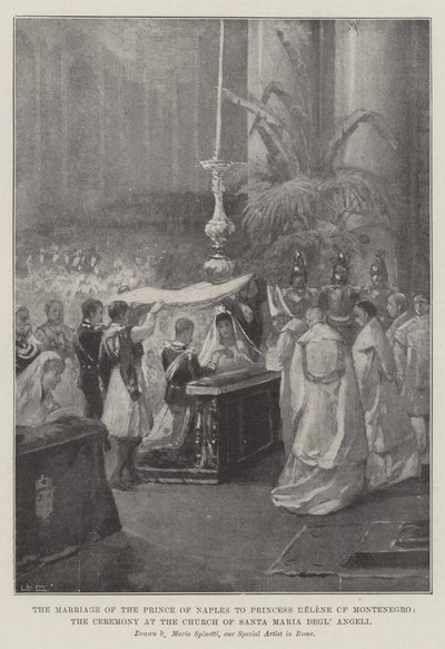Napolin prinssin häät Montenegron prinsessa Helenen kanssa, seremonia Santa Maria Degl