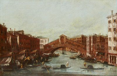 Rialton silta Grand Canalilta (öljy kankaalle) tekijältä Italian School