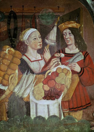 Vihannestori (fresko) (yksityiskohta) tekijältä Italian School