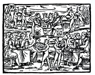 The Witches Sabbath, kopio Fr M Guacciuksen, Milano 1608, Compendium Maleficarum -kuvasta, käytetty Taikuuden historiassa, julkaistu 1800-luvun lopulla. tekijältä Italian School