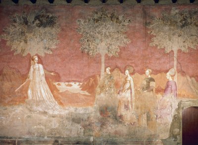 Pallopeli, kohtaus Pelisyklistä, n. 1445-1450, fresko, Palazzo Borromeo, Milano, Lombardia, Italia tekijältä Italian School