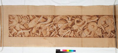 Kolme piirustusta antiikkisen jälkeen, n. 1750 (ruskealla pesulla korotettu sivellinpiirros mustalla liidulla) tekijältä Italian School