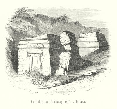 Etruskien hauta Chiusissa (kaiverrus) tekijältä Italian School