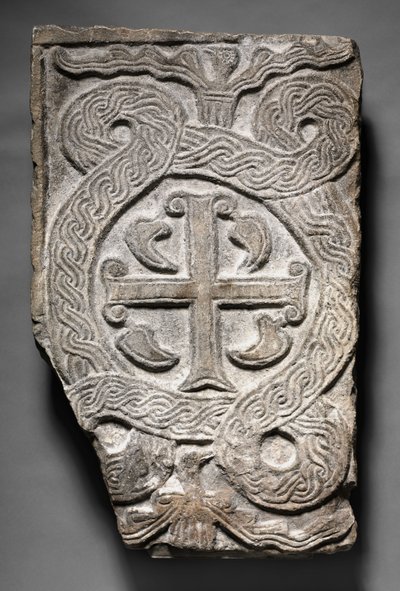 Transenna-paneeli ristillä, Lombardic, 700-800-luku tekijältä Italian School