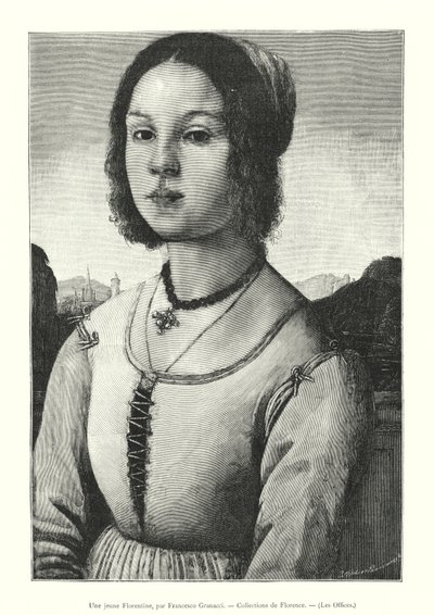 Nuori firenzeläinen, kirjoittanut Francesco Granacci, Firenzen kokoelmat, Uffizi (kaiverrus) tekijältä Italian School