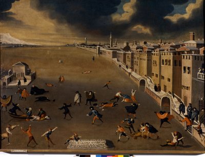 Venetsia. Jäätynyt laguuni Fondamenta Nuoven naapurustossa 1700-luvulla. Venetsia, Querinin kuvagalleria - Stampalia. tekijältä Italian School