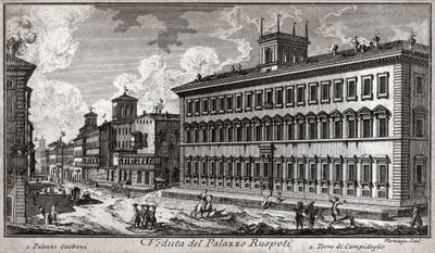Via del Corso, Rooma. (kaiverrus tekijältä Italian School