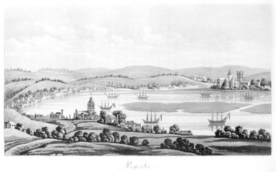 Näkymä Rochesteriin vuonna 1669, teoksesta Travels of Cosimo III (1642-1723) Toscanan suurherttua, Englannin halki Kaarle II:n hallituskaudella, Englanninkielinen käännös, julkaistu 1821 tekijältä Italian School