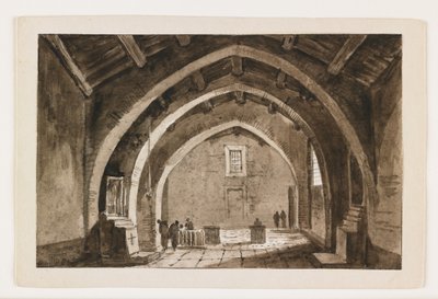 Näkymä kirkon sisätiloihin, 1800-luvun alku (kynä ja ruskea muste ja pesu mustalla liidulla) tekijältä Italian School
