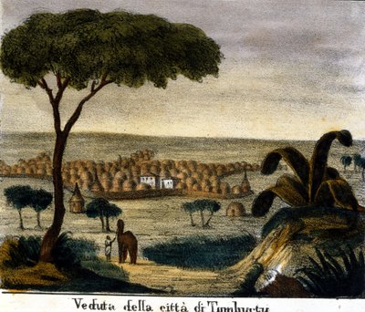 Näkymä Timbuktun kaupungista Malissa 1800-luvulla. tekijältä Italian School