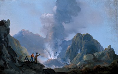 Näkymä Vesuviuksen kraatterista vuonna 1829 (guassi) tekijältä Italian School