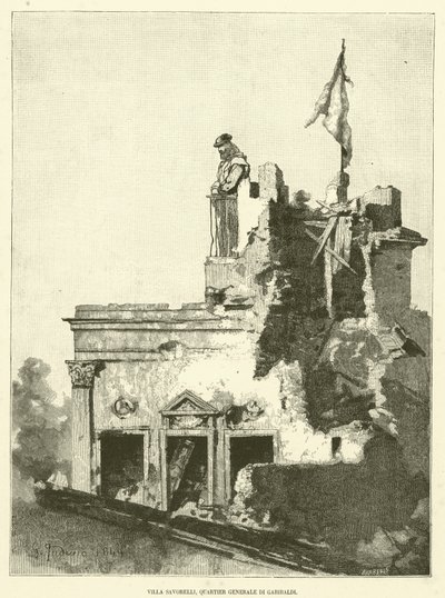 Villa Savorelli, Garibaldin päämaja (kaiverrus) tekijältä Italian School