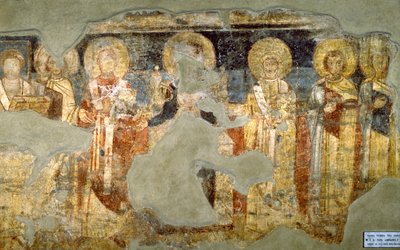Neitsyt Maria ja paavi Adrianus I tekijältä Italian School