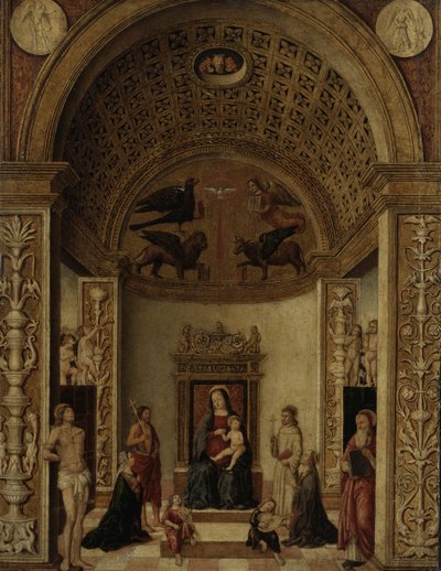 Neitsyt ja lapsi Enthroned, n. 1500-20 tekijältä Italian School