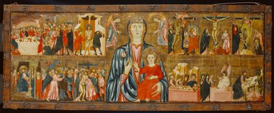 Madonna ja lapsi ja kaksi enkeliä, kaksitoista kohtausta kärsimyksestä, n. 1310 (tempera paneelissa) tekijältä Italian School Italian School