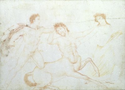 Kentaurin kuolema, mahdollisesti Eurytus ja Pirithous, Herculaneum (enkaustinen maali marmorille) tekijältä Italian School Italian School