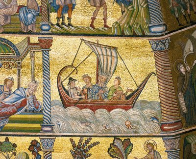 Kolme tietäjää lähdössä merten yli (mosaiikki) tekijältä Italian school