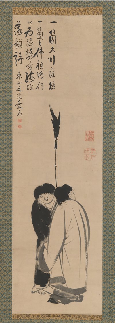 Hanshan ja Shide japanilaiset: Kanzan ja Jittoku, 1700-luvun loppu. tekijältä Ito Jakuchu