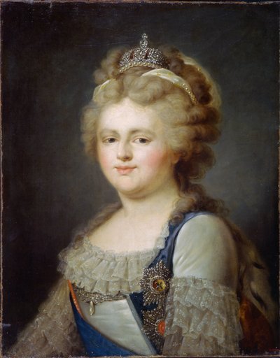 Keisarinna Marie Fiodorovnan muotokuva (s. Sophie Dorothee de Württemberg Montbeliard) (1759-1828) (Keisarinna Maria Feodorovnan muotokuva). Maalaus Ivan Afanasjevitš Pustynin (1769-1812 jälkeen), öljy kankaalle, vuoden 1796 jälkeen. Venäläistä taidetta tekijältä Ivan Afanasievich Pustynin