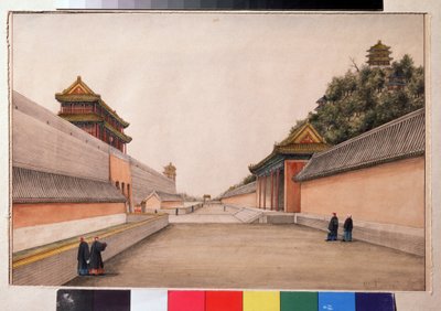 Talvipalatsi Pekinissä, kiinalaisessa luonnossarjassa (kiinalaiset luonnokset, talvipalatsi Pekingissä). Ivan Petrovitš Aleksandrovin (1780-1818) maalaus. Akvarelli paperille, 21,5 x 28,3 cm tekijältä Ivan Alexandrov