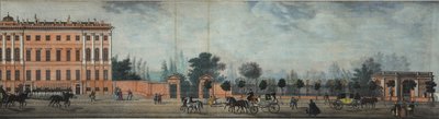 Anichkovin palatsi. Panoraama Nevski Prospektilta, 1830 tekijältä Ivan Alexeyevich Ivanov