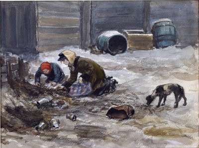 Nälkävuodet Petrogradissa (Luonnosta piirretty), Vladimirov, Ivan Aleksejevitš (1869-1947). Akvarelli, guassi paperille tekijältä Ivan Alexeyevich Vladimirov