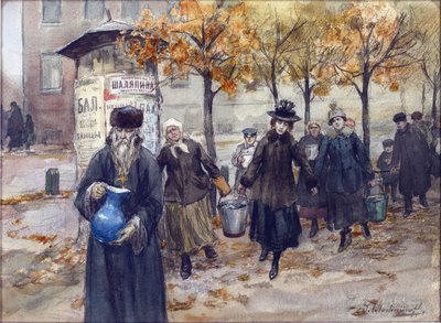 Petrograd ilman vettä, Vladimirov, Ivan Aleksejevitš (1869-1947). Akvarelli, guassi paperille tekijältä Ivan Alexeyevich Vladimirov
