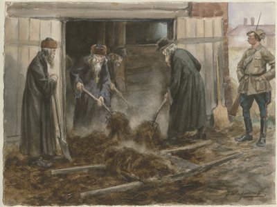 Venäjän papisto lapioi heinää: syyskuu 1918 vesivärisarjasta Venäjän vallankumous, 19. tekijältä Ivan Alexeyevich Vladimirov