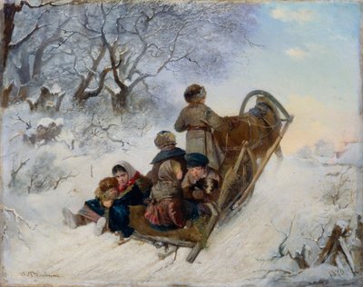 Lapset hevosreessä, 1870 tekijältä Ivan Andreyevich Pelevin