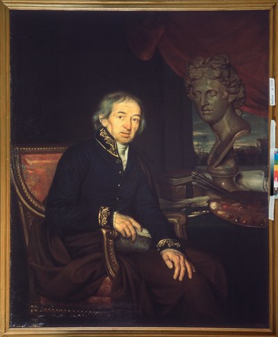 Taiteilijan muotokuva Dmitri Levitsky (1735-1822) (Taiteilija Dmitri Levitskyn muotokuva) - Ivan Eremeevich Yakovlev (1787-1843), huile sir toile tekijältä Ivan Ereemevich Yakovlev
