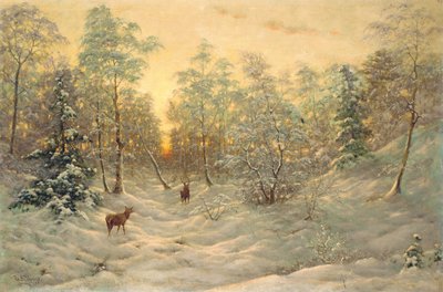 Peuroja lumisessa maisemassa hämärässä tekijältä Ivan Fedorovich Choultse
