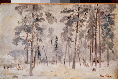 Frost (Kuura) - maalaus Ivan Ivanovich Shishkin (Shishkin) (1832-1898), öljy kankaalle, noin 1890 - venäläinen taide, 1800-luvun maisema - Valtion Tretjakovin galleria, Moskova tekijältä Ivan Ivanovich Shishkin
