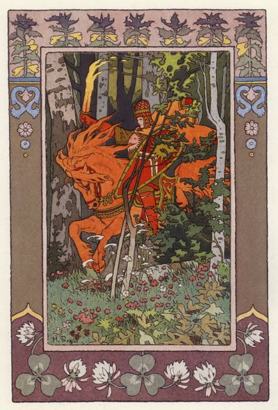 Kuvitus Vassilisa The Beautiful (väri litho) tekijältä Ivan Yakovlevich Bilibin