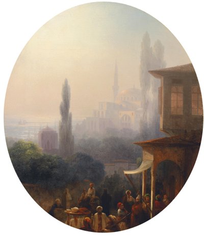 Markkinapaikka Konstantinopolissa, Hagia Sofia takana, 1860 tekijältä Ivan Konstantinovich Aivazovsky