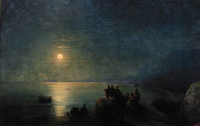 Muinaiset kreikkalaiset runoilijat veden äärellä kuunvalossa, 1886 tekijältä Ivan Konstantinovich Aivazovsky