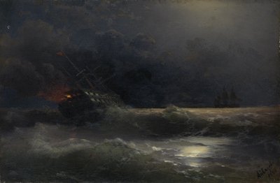 Palava laiva Jakso Venäjän ja Turkin sodasta, 1896 tekijältä Ivan Konstantinovich Aivazovsky