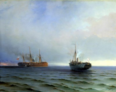 Turkkilaisen sotilaskuljetuksen "Messinan" vangitseminen 13. joulukuuta 1877. tekijältä Ivan Konstantinovich Aivazovsky