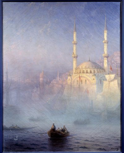 Konstantinopoli, Tophanen moskeija (Moskeija Nusretiye) Ivan Constantinovich Aivazowskin maalaus (Aivazovsky 1817-1900) 1884 Su. 1,15 x 0,9 m Brest, Kuvataidemuseo - Konstantinopoli, moskeija Tophane (Nusretiye-moskeija). Ivan Konstanin maalaus tekijältä Ivan Konstantinovich Aivazovsky
