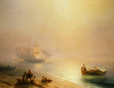 Fisherfolk on the Seashore, Napolinlahti, 1873 tekijältä Ivan Konstantinovich Aivazovsky