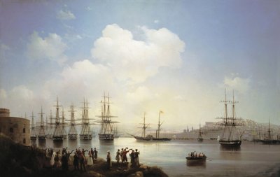 Venäläinen laivue Sevastopolin hyökkäyksessä, 1846 tekijältä Ivan Konstantinovich Aivazovsky