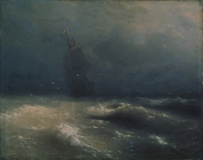Myrsky meren rannalla Nizzassa, 1885 tekijältä Ivan Konstantinovich Aivazovsky